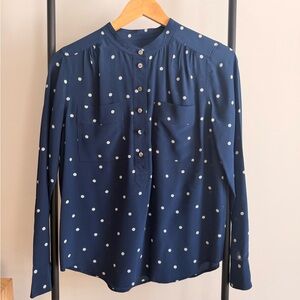 JCrew Navy Blue Polka Dot Blouse